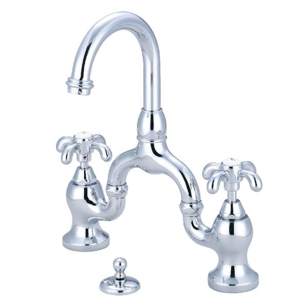 Kingston Brass KS7991TX Bridge Bathroom Faucet with Brass Pop-Up, Polished Chrome KS7991TX - main